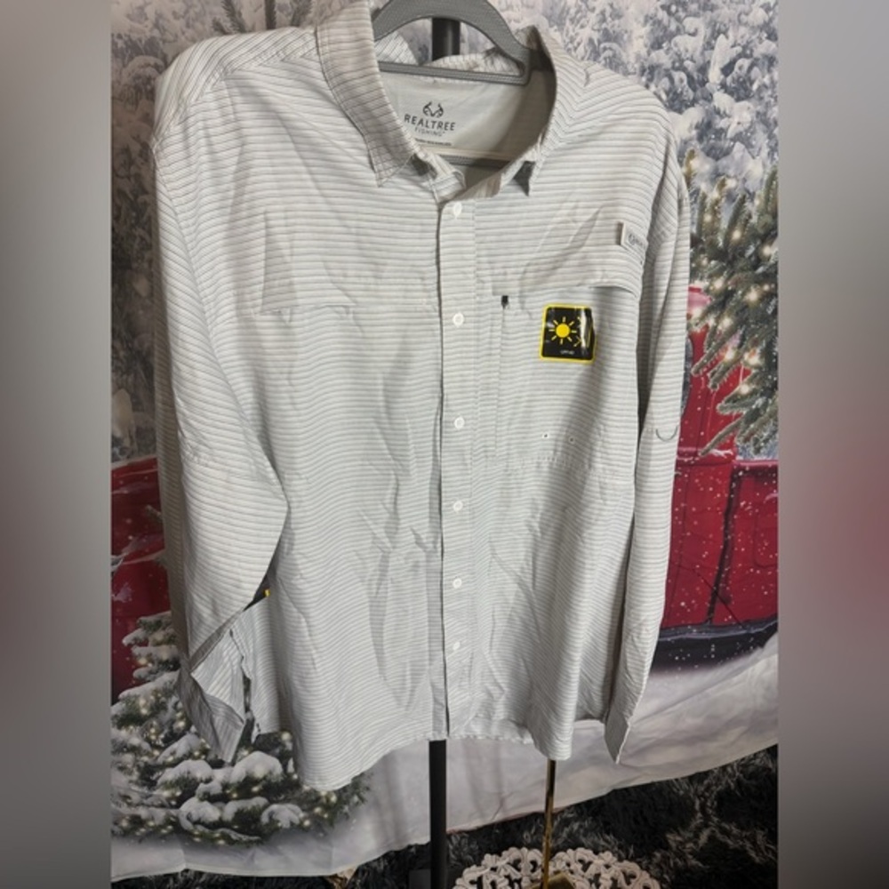 Realtree Men's Gray Striped LS Shirt NWT Size XL